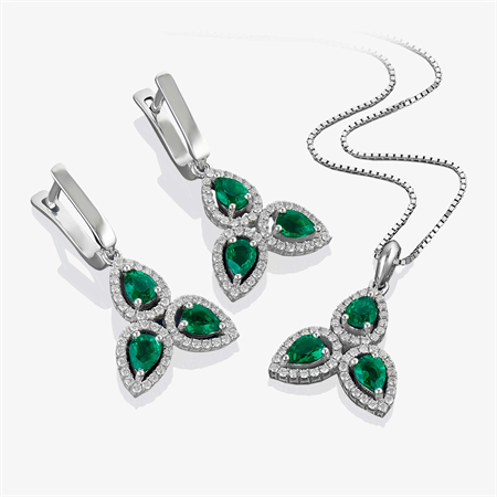 17317-17318 ست گردبند و گوشواره زمرد - تصویر 1