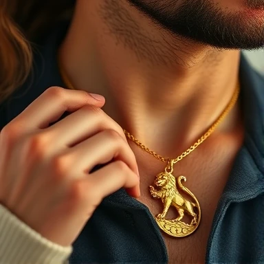 8296f608-db89-4b27-9fc6-82043b6a6e0c گردنبند مردانه طرح شیر - تصویر 1