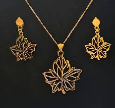 download ست گردن بند وگوشواره برگ لیزری - تصویر 1